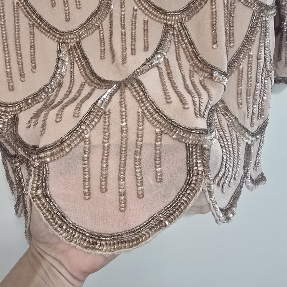 NBD Tristan Mini Dress in Gold & Nude Beader sequined embellished evening night - Picture 10 of 16